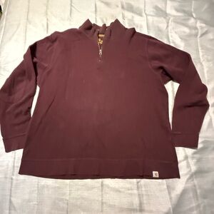 Carhartt Quarter Zip Pullover Sweater Burgundy Long Sleeve Casual